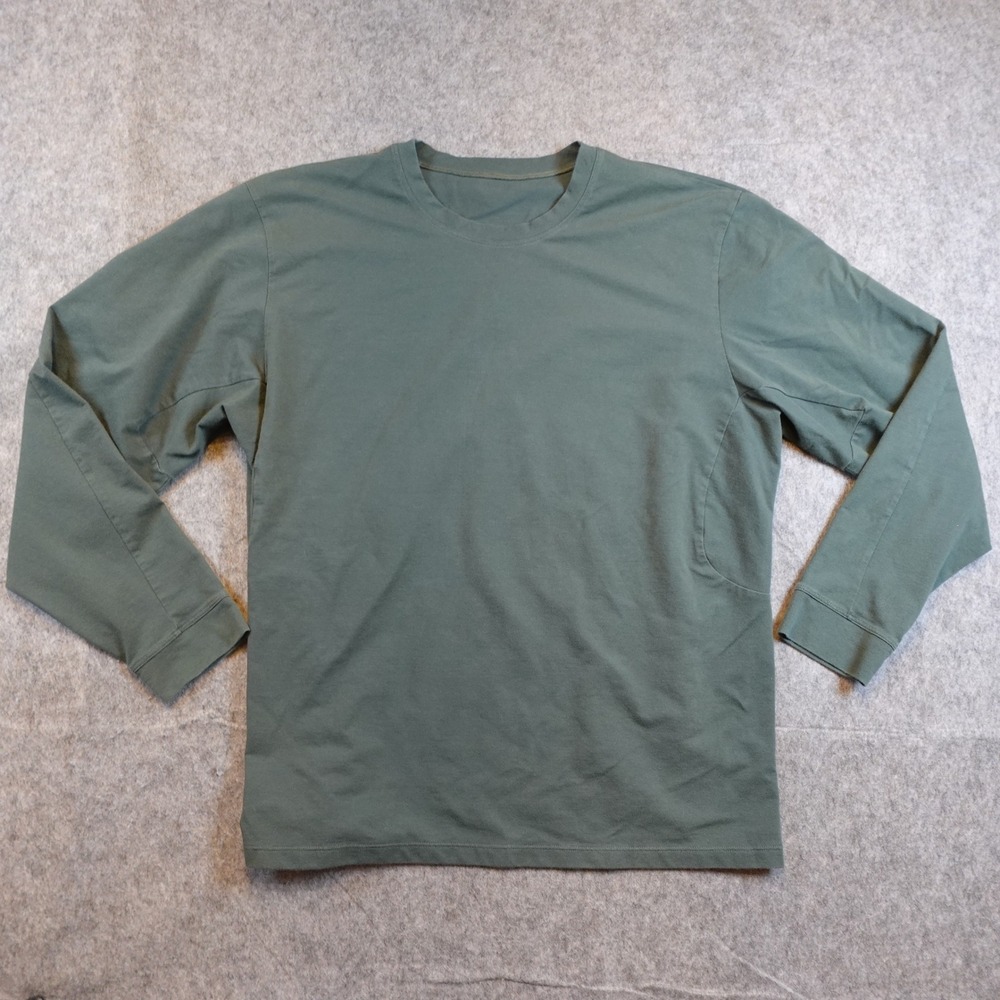 Lululemon Shirt Mens S/M? Green Long Sleeve Crew Neck Cotton Blend Relaxed‎